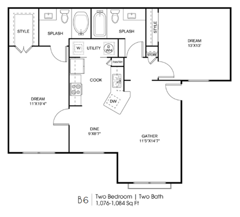 a floor plan of a house with a bedroom and a living room
